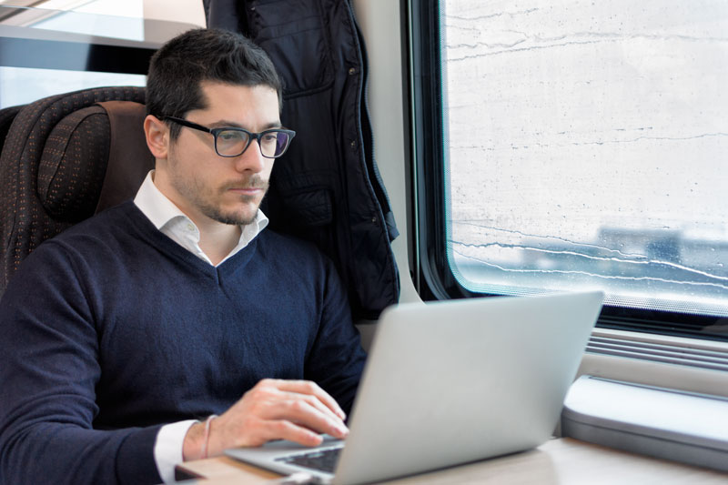 Mobile Entrepreneur On A Train