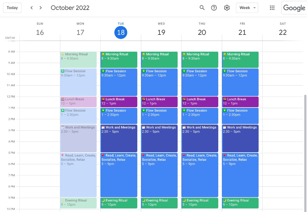 Google Calendar Daily Focus And Flow Rituals