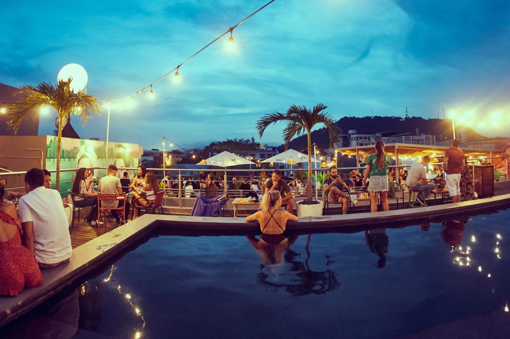 Selina Casco Viejo has a great coworking space and a rooftop pool and lounge overlooking Cerro Anton and Panama City's skyline.