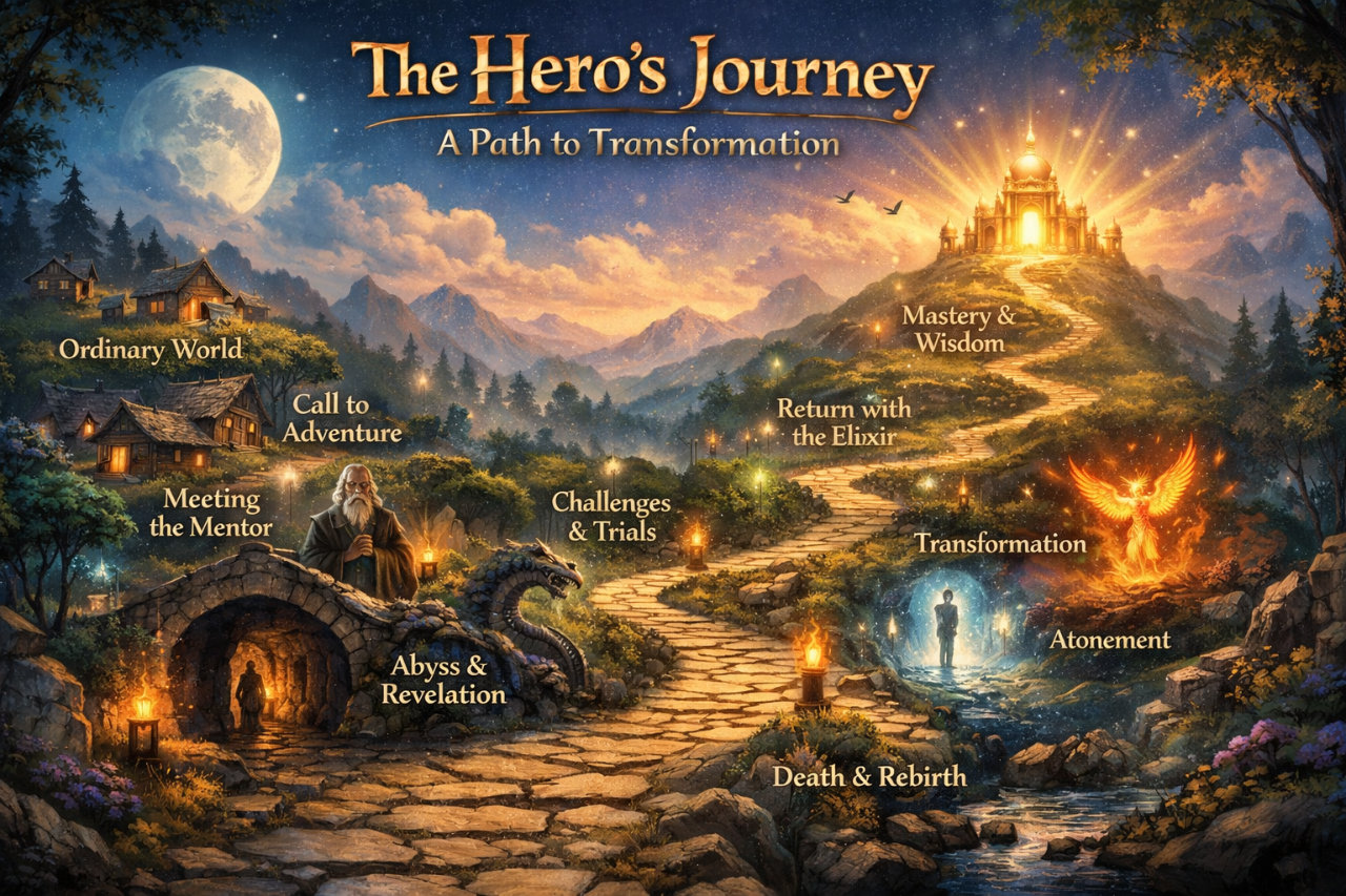 The Hero's Journey A Path of Transformation Infographic