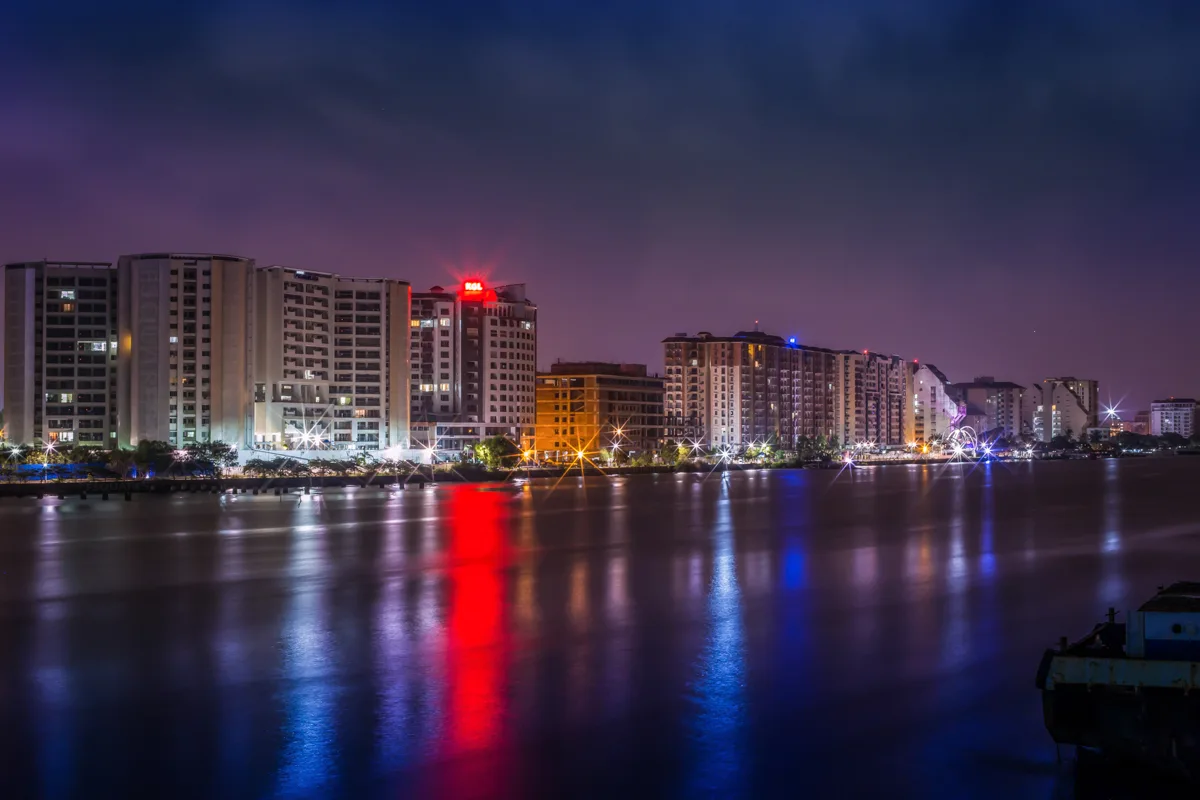 Kochi skyline reflected in the water